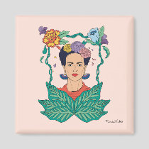Frida Kahlo Floral Frame Graphic Magnet