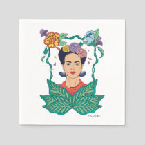 Frida Kahlo Floral Frame Graphic Napkins