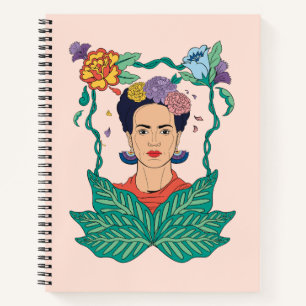 Frida Kahlo Floral Frame Graphic Notebook
