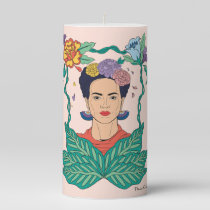 Frida Kahlo Floral Frame Graphic Pillar Candle