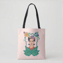 Frida Kahlo Floral Frame Graphic Tote Bag