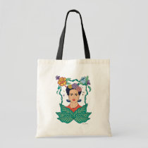 Frida Kahlo Floral Frame Graphic Tote Bag