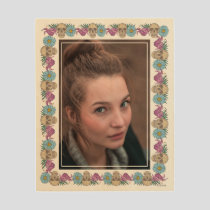Frida Kahlo Floral Skull Border Photo Wood Wall Art