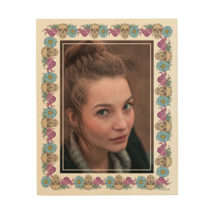 Frida Kahlo Floral Skull Border Photo Wood Wall Art
