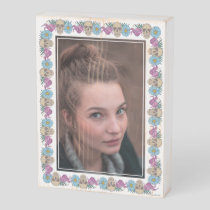 Frida Kahlo Floral Skull Border Photo Wooden Box Sign