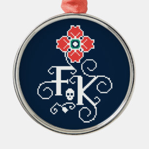 Frida Kahlo Floral Tribute Metal Ornament