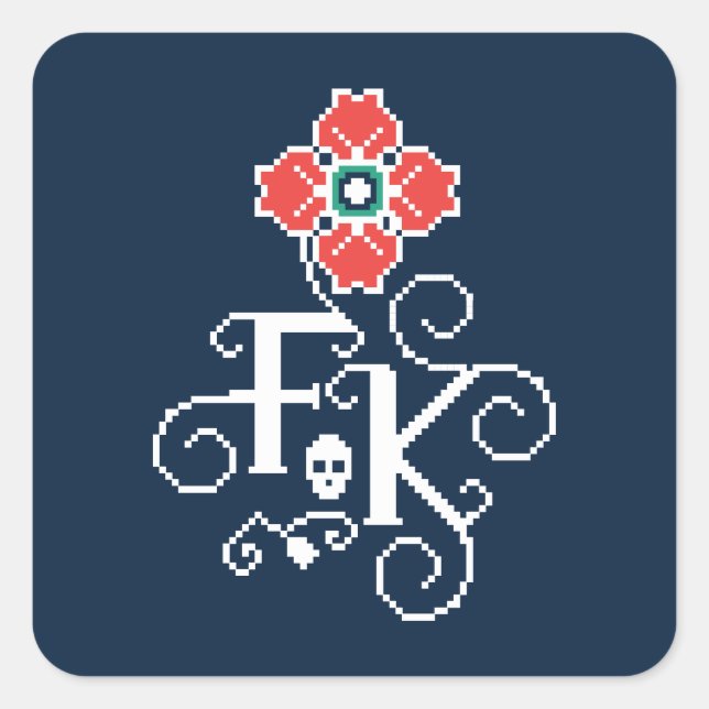 Frida Kahlo | Floral Tribute Square Sticker (Front)