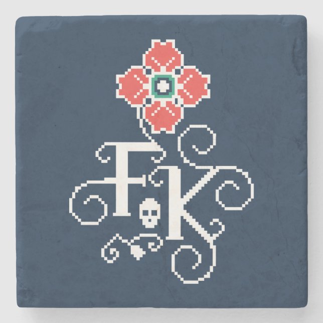 Frida Kahlo | Floral Tribute Stone Coaster (Front)
