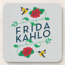 Frida Kahlo | Floral Typography Beverage Coaster