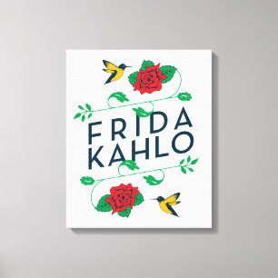 Frida Kahlo Floral Typography Canvas Print