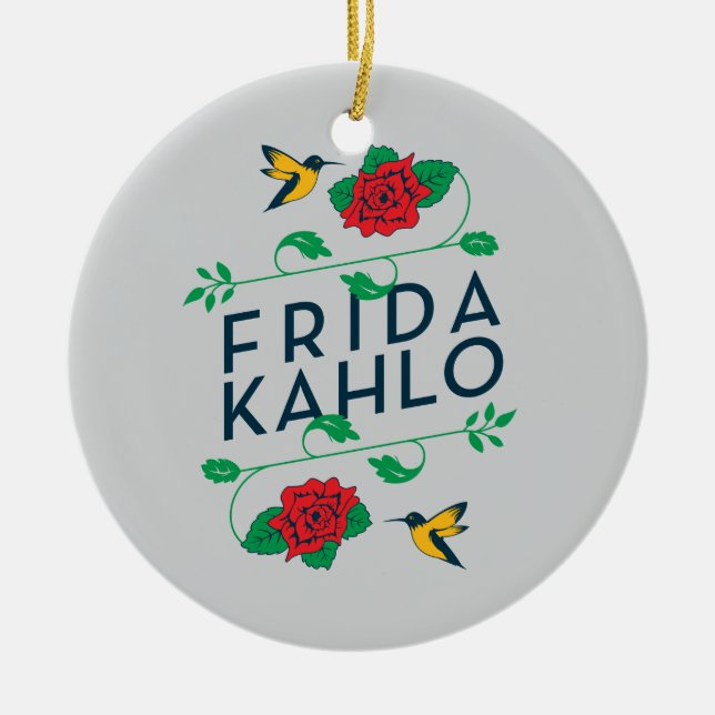 Frida Kahlo | Floral Typography Ceramic Ornament (Front)