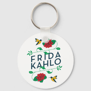 Frida Kahlo Floral Typography Keychain