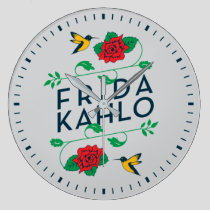 Frida Kahlo | Floral Typography Large Clock