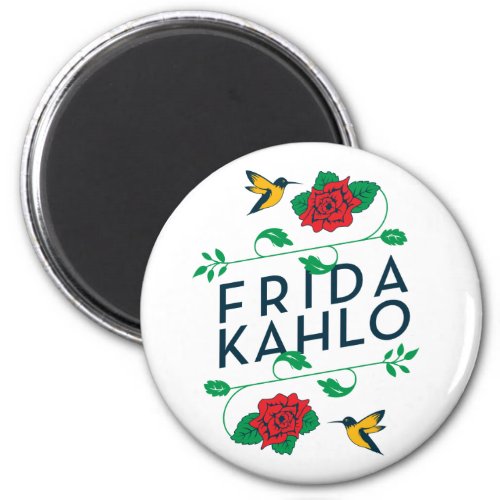 Frida Kahlo  Floral Typography Magnet