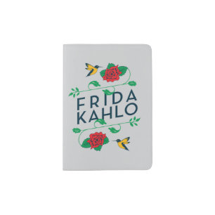 Frida Kahlo   Floral Typography Passport Holder