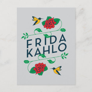 Frida Kahlo   Floral Typography Postcard