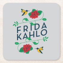 Frida Kahlo | Floral Typography Square Paper Coaster
