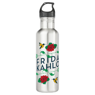 Frida Kahlo Floral Typography Stainless Steel Water Bottle