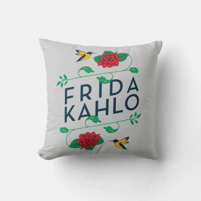 Frida Kahlo | Floral Typography Throw Pillow (Front)