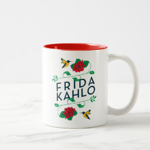Frida Kahlo Floral Typography Two-Tone Coffee Mug