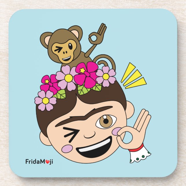 Frida Kahlo | FridaMoji - A OK Beverage Coaster (Front)