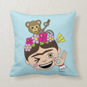 Frida Kahlo FridaMoji - A OK Throw Pillow