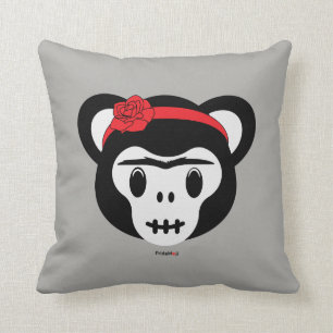 Frida Kahlo   FridaMoji - Day of the Dead Monkey Throw Pillow