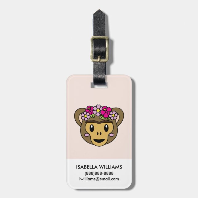 Frida Kahlo | FridaMoji - Monkey Luggage Tag (Front Vertical)