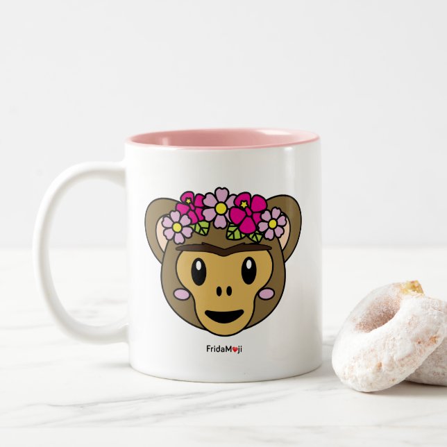 Frida Kahlo | FridaMoji - Monkey Two-Tone Coffee Mug (With Donut)