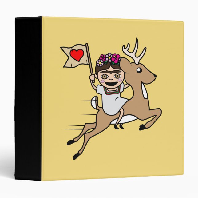 Frida Kahlo | FridaMoji - Reindeer 3 Ring Binder (Front/Spine)