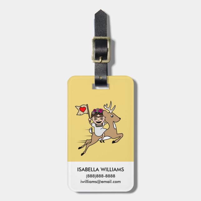 Frida Kahlo | FridaMoji - Reindeer Luggage Tag (Front Vertical)
