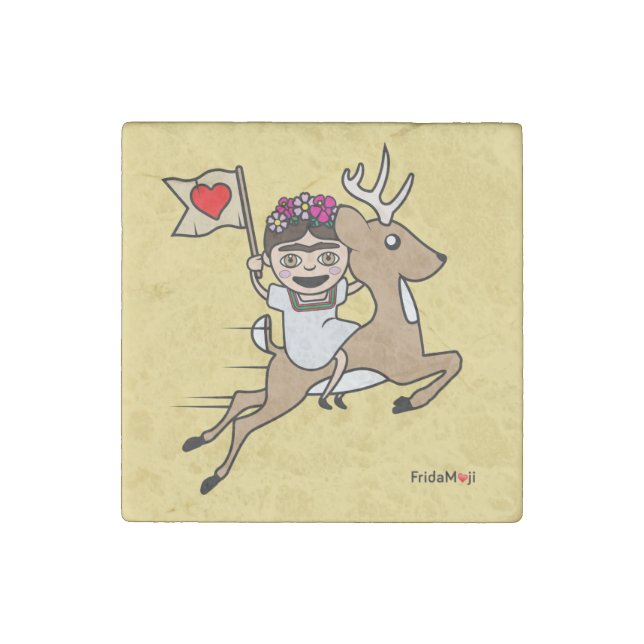 Frida Kahlo | FridaMoji - Reindeer Stone Magnet (Front)