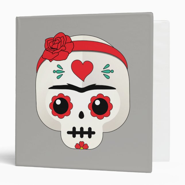 Frida Kahlo | FridaMoji - Sugar Skull 3 Ring Binder (Front/Inside)
