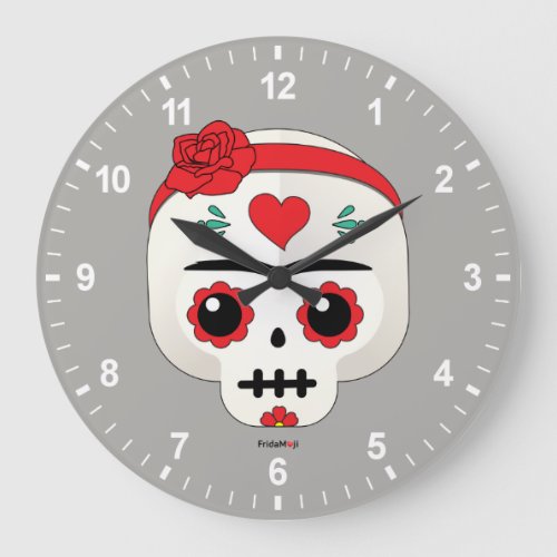 Frida Kahlo  FridaMoji _ Sugar Skull Large Clock