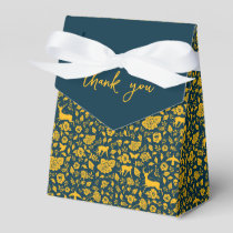 Frida Kahlo | Gold & Navy Floral Pattern Favor Boxes