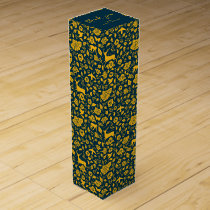 Frida Kahlo | Gold & Navy Floral Pattern Wine Box