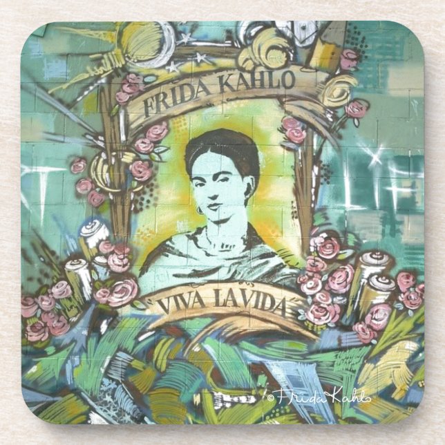 Frida Kahlo Graffiti Beverage Coaster (Front)