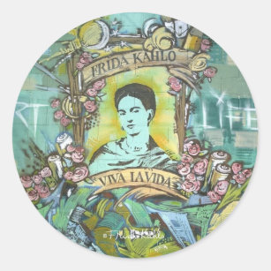 Frida Kahlo Graffiti Classic Round Sticker