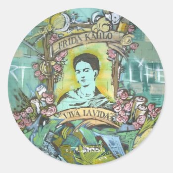 Frida Kahlo Graffiti Classic Round Sticker by fridakahlo at Zazzle