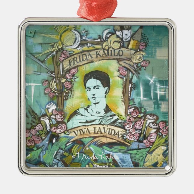 Frida Kahlo Graffiti Metal Ornament (Front)