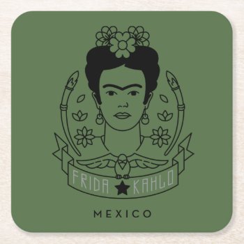 Frida Kahlo | Heroína Square Paper Coaster by fridakahlo at Zazzle