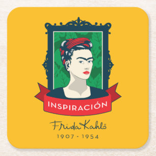 Frida Kahlo Inspiración Square Paper Coaster