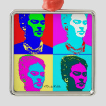 Frida Kahlo Inspired Portrait Metal Ornament