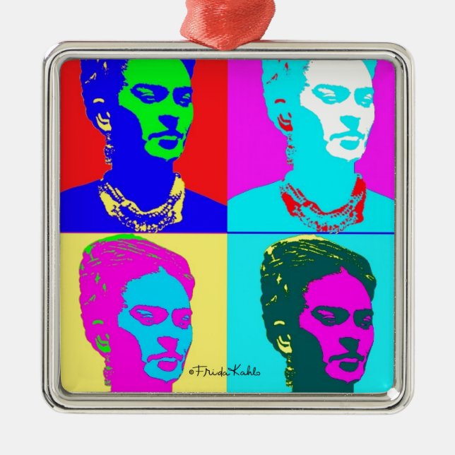 Frida Kahlo Inspired Portrait Metal Ornament (Front)