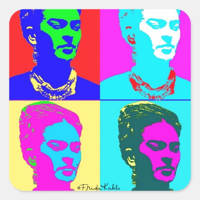 Frida Kahlo Inspired Portrait Square Sticker (Front)