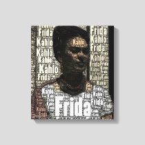 Frida Kahlo Lettering Portrait Canvas Print