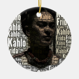 Frida Kahlo Lettering Portrait Ceramic Ornament