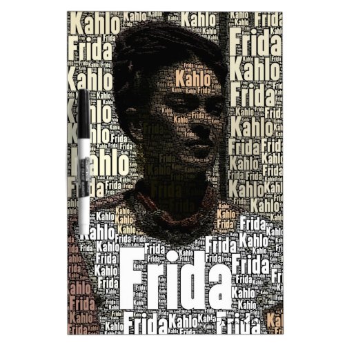 Frida Kahlo Lettering Portrait Dry Erase Board