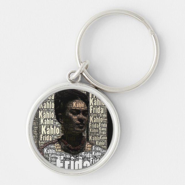 Frida Kahlo Lettering Portrait Keychain (Front)