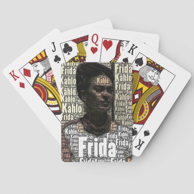 Frida Kahlo Lettering Portrait Poker Cards (Back)